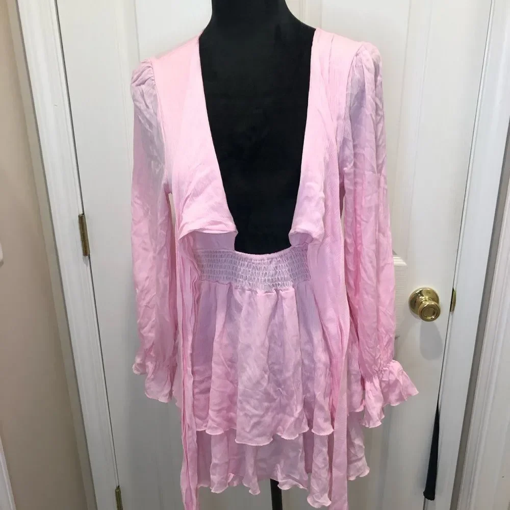 Pink ruffle wrap top dress, size xl - Picture 13 of 14